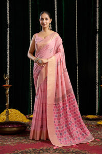 Soft Pink Soft Cotton Saree