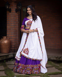 Soft Purple Pure Rayon Cotton Lehenga