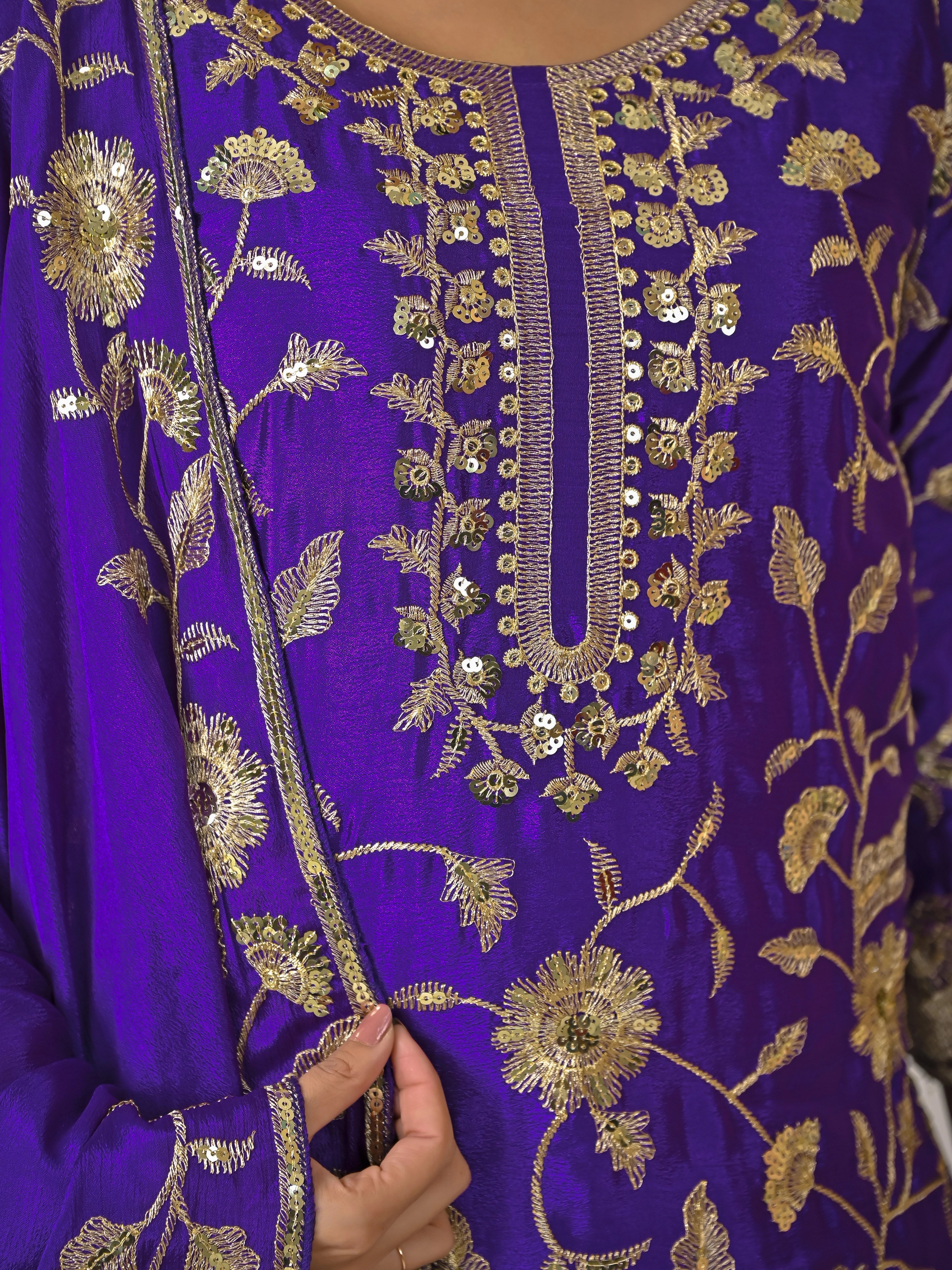 Purple garment with gold embroidery