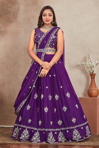 Soft Purple Heavy Georgette Lehenga