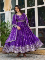 Detailed view of handcrafted soft purple American silk suit with shimmering sequins embroidery.