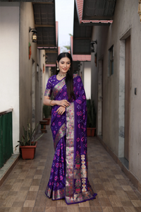 Soft Purple Pure Bandhej Silk Saree