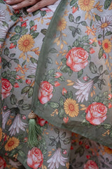 Premium floral suit set with matching dupatta and palazzo creates a complete traditional look for every celebration.