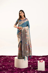 Teal Green Soft Banarasi Silk Saree