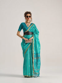 Teal Weaving Patola Silk Saree