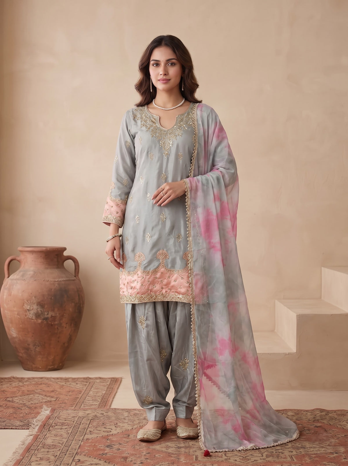 Sky Blue Japan Satin Silk Suit