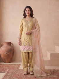 Beige Japan Satin Silk Suit