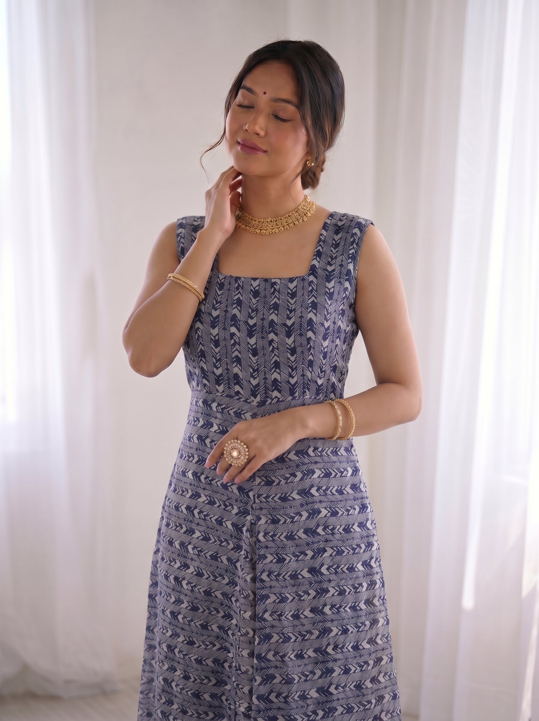 Blue Gray Georgette Dress