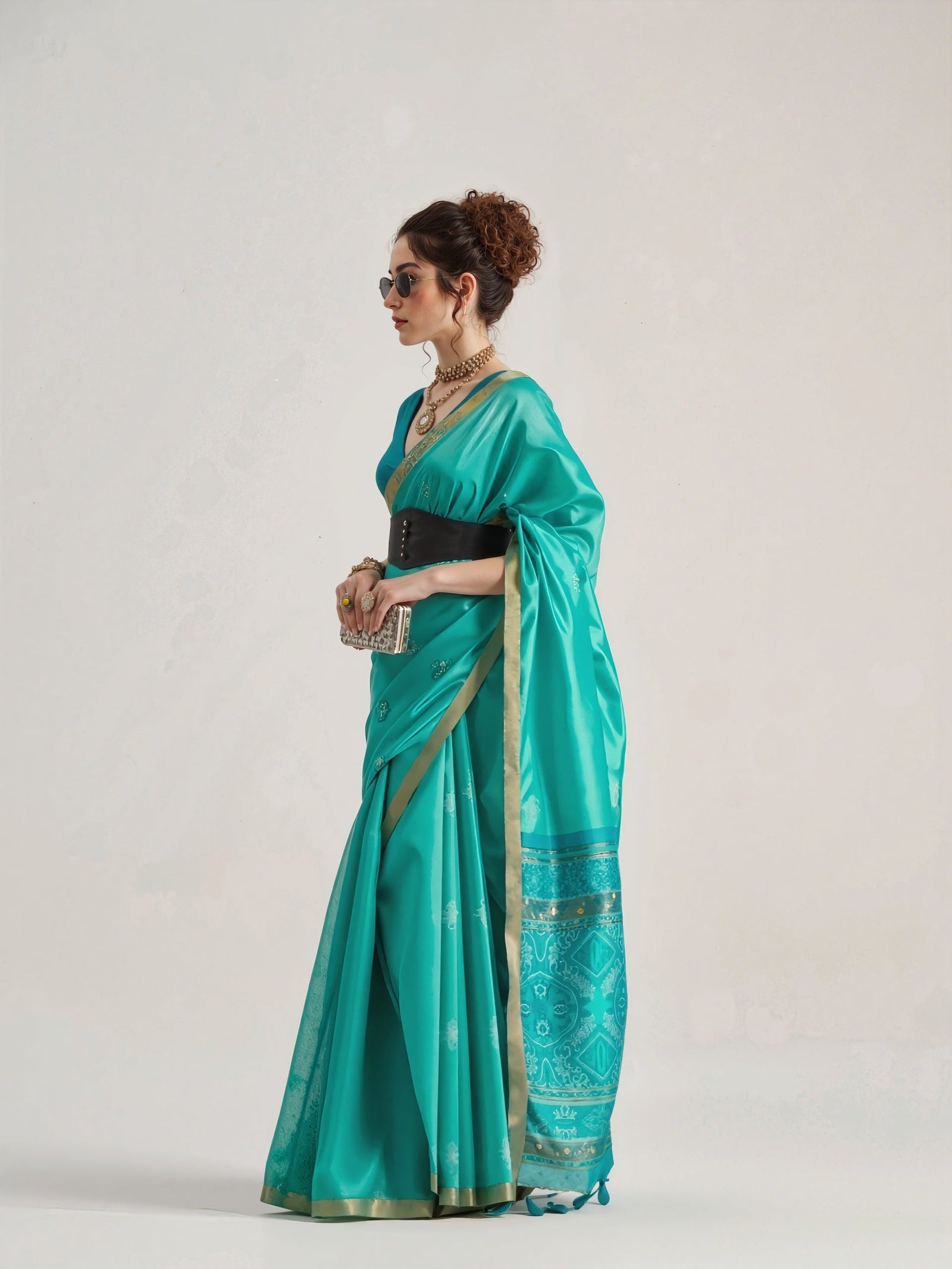 Teal Weaving Patola Silk Saree Kalyanja Fashion
