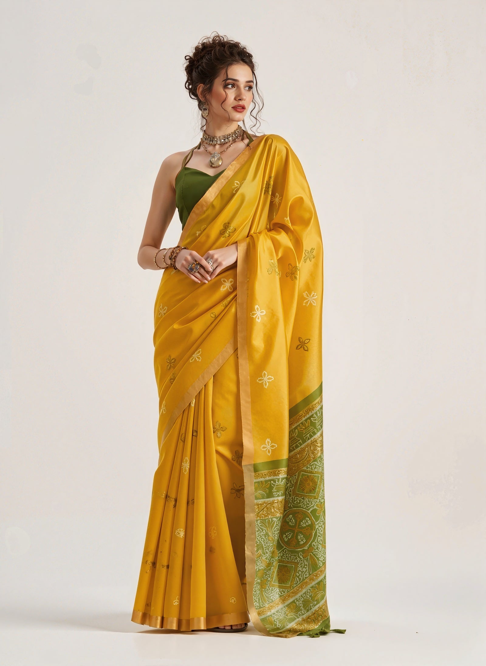 yellow weaving patola silk saree - kalyanja