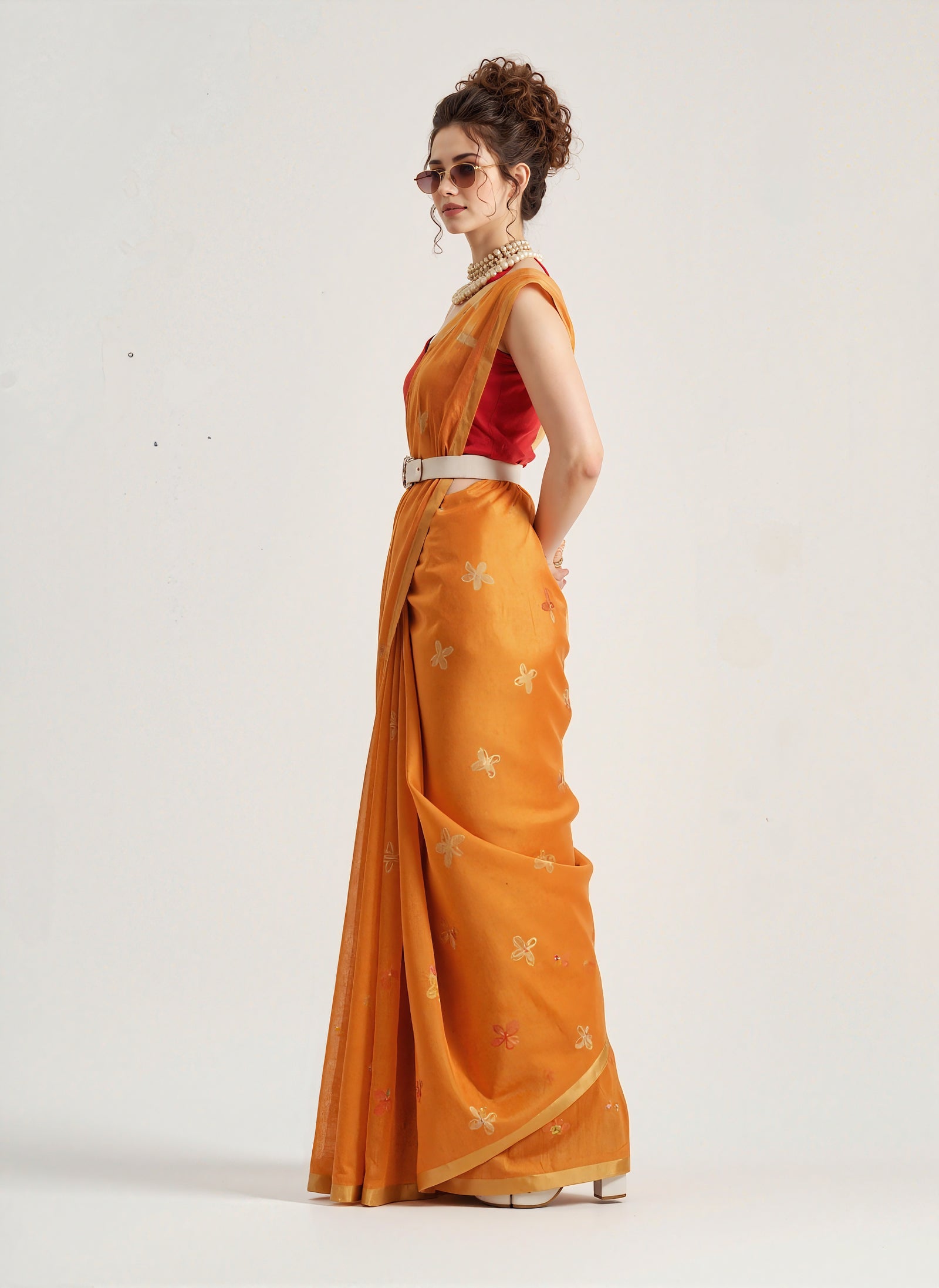 orange weaving patola silk saree - kalyanja