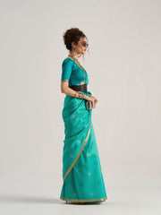 Teal Weaving Patola Silk Saree