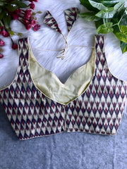 Beige Ajarakh Cotton Printed Blouse RK Blouse