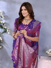 Purple Gala Weaving Banarasi Silk Saree