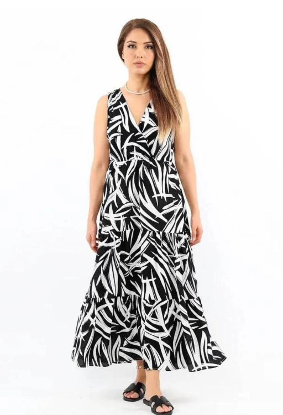 Black Digital Printed Silk Gown