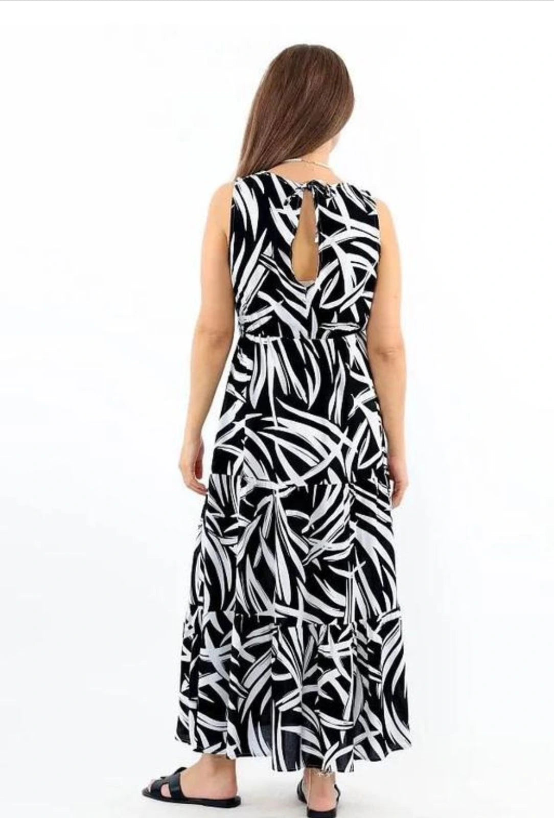Black Digital Printed Silk Gown