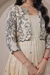 Beige Tussar Silk Dress