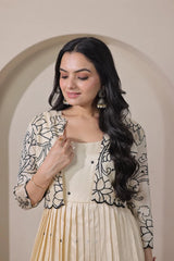 Beige Tussar Silk Dress