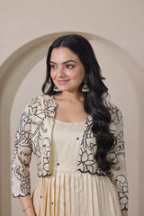 Beige Tussar Silk Dress