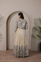 Beige Tussar Silk Dress