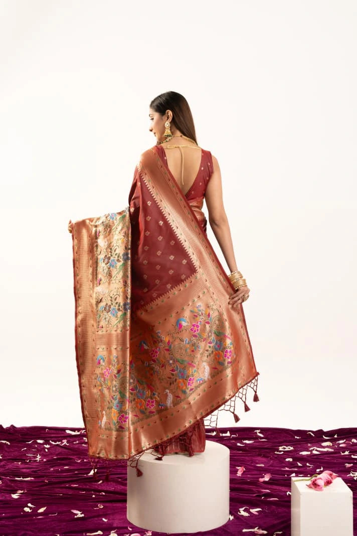 Maroon Soft Banarasi Silk Saree