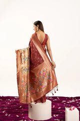 Maroon Soft Banarasi Silk Saree