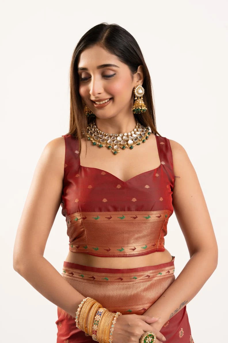 Maroon Soft Banarasi Silk Saree