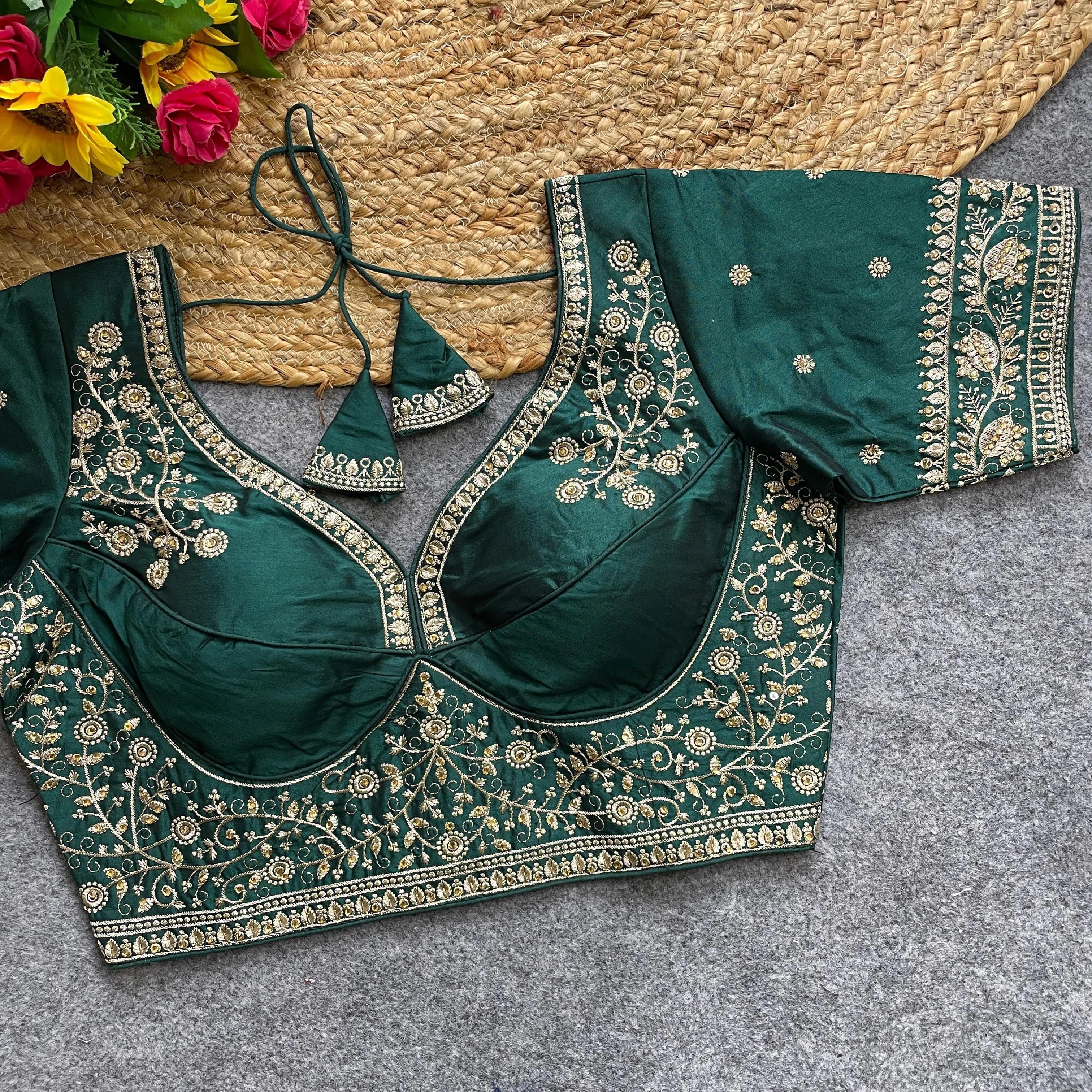 Teal Green Heavy Silk Blouse
