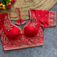 Red Heavy Silk Blouse