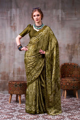Olive Green Silk Saree