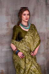 Olive Green Silk Saree