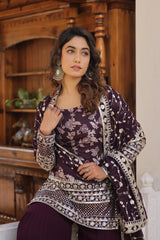 Dark Purple Viscose Jacquard Suit