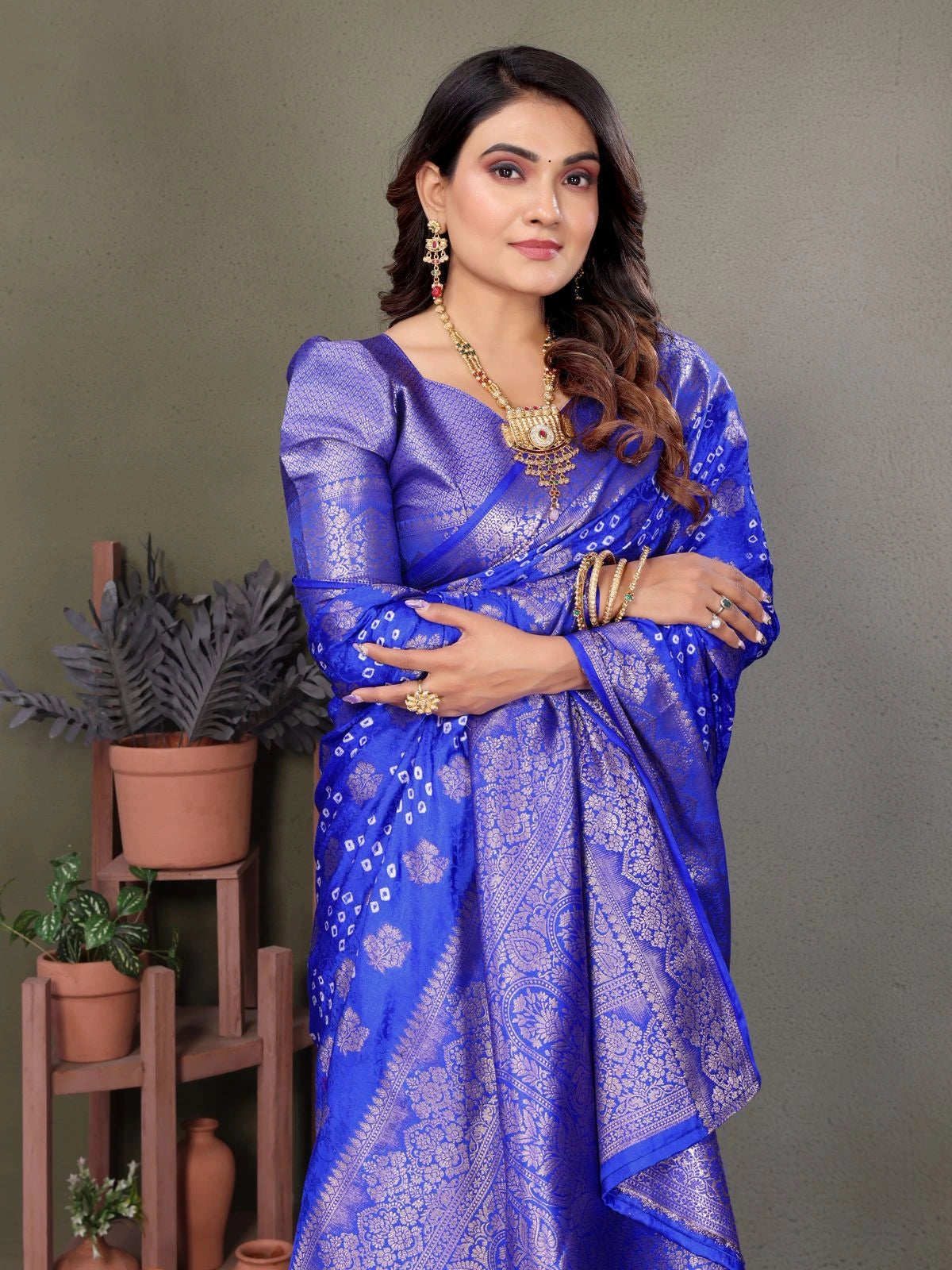 Blue Satin Silk Saree