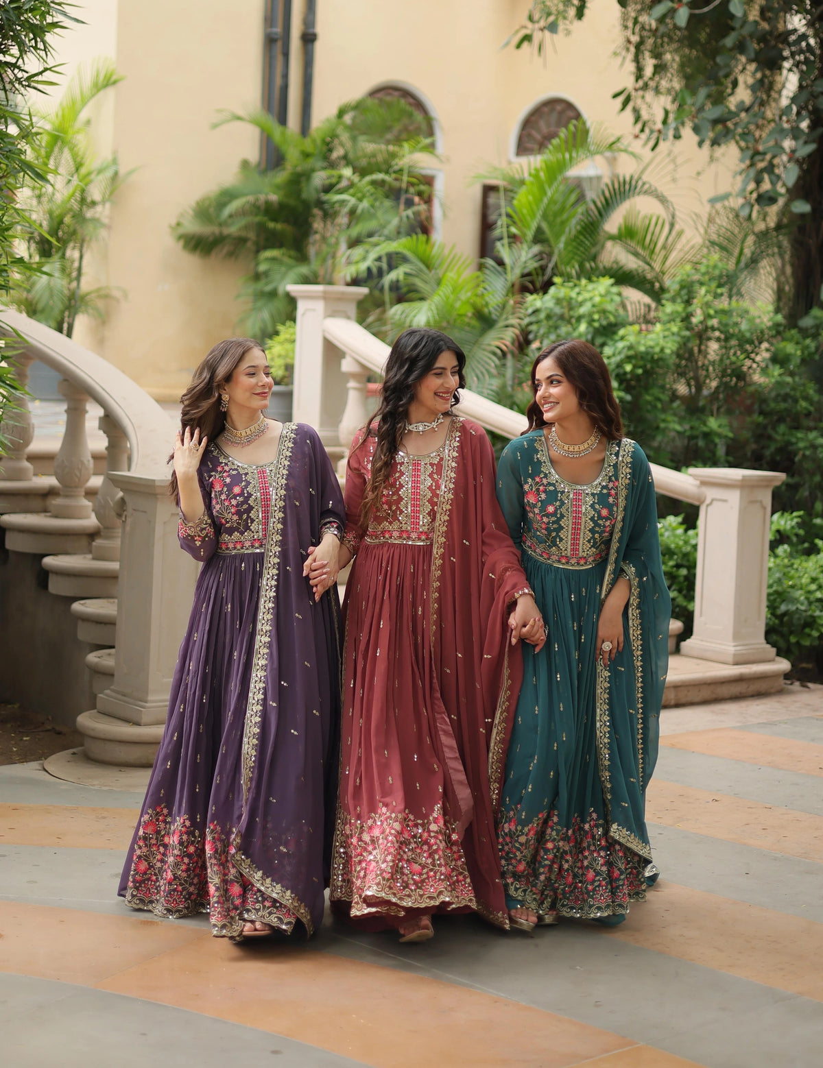 Faux Georgette Heavy Work Fully Stitched Sharara Sets