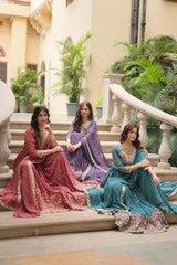 Dark Purple Faux Georgette Suit