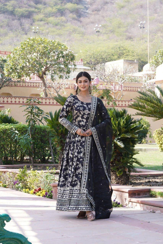 Black Sequins Viscose Jacquard Suit