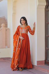 rust orange Fendy fabric gown set
