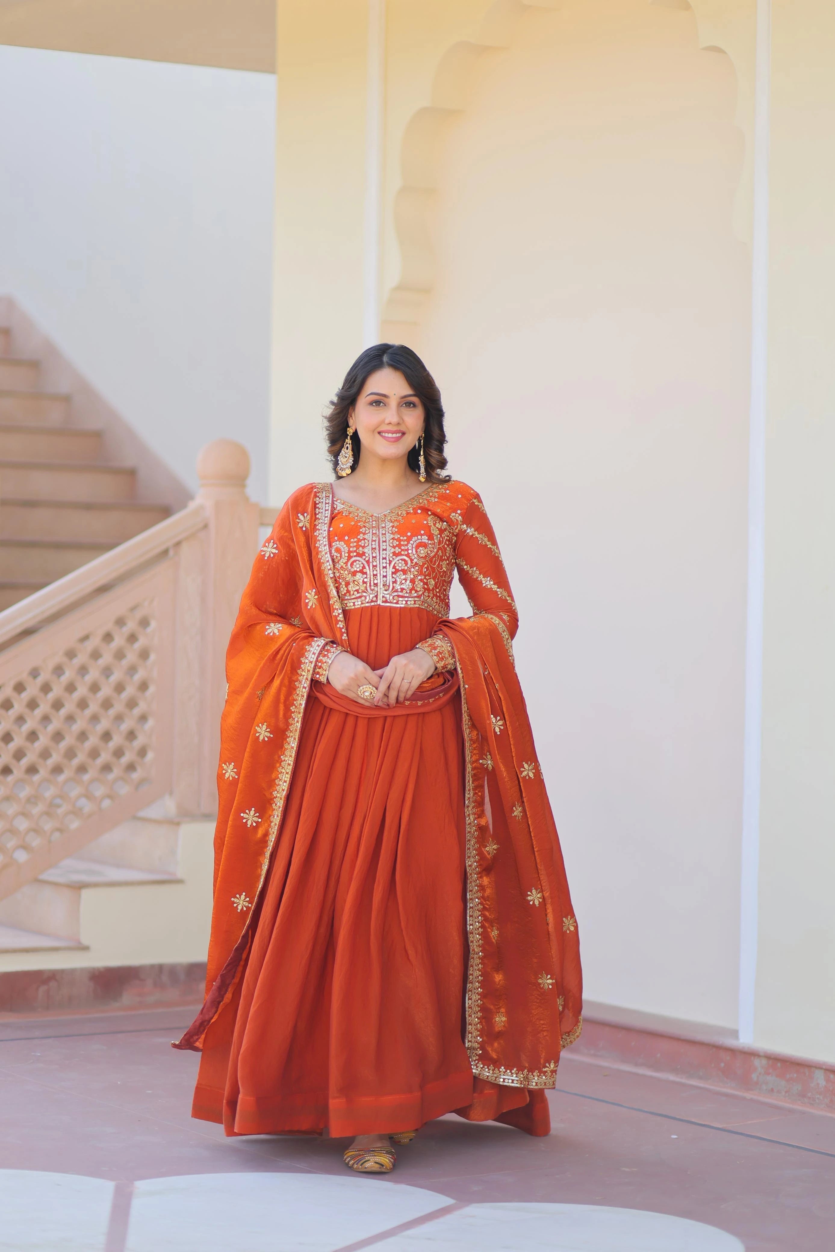Fanta Silk Embroidered Gown