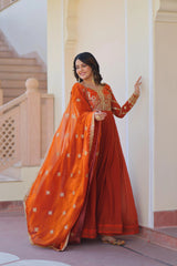 rust orange Fendy fabric gown set