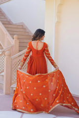 Fanta Silk Embroidered Gown With Dupatta