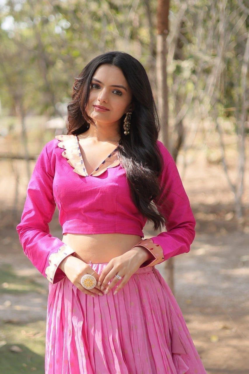 Light Pink Viscose Lehenga
