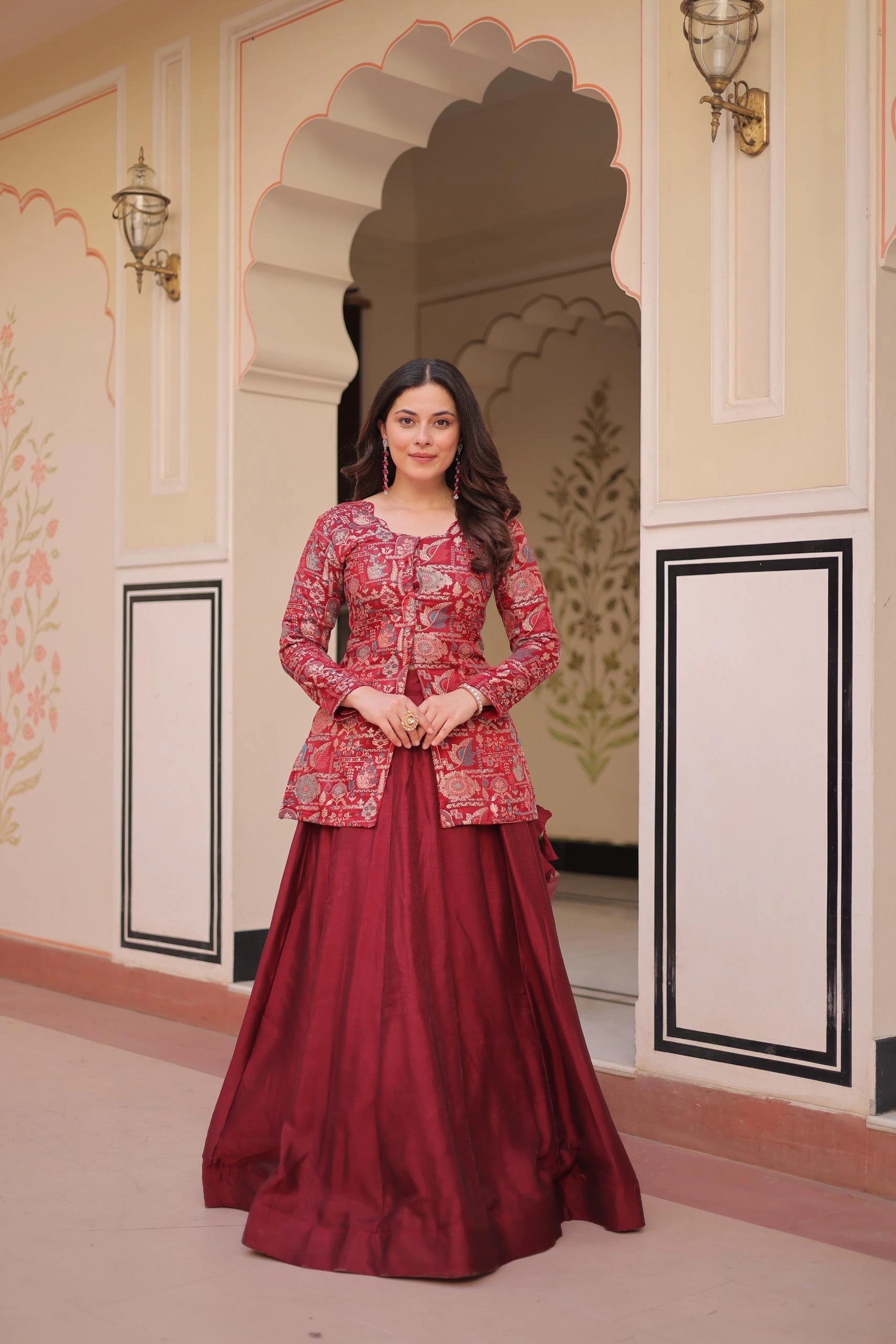 Maroon Vichitra Lehenga