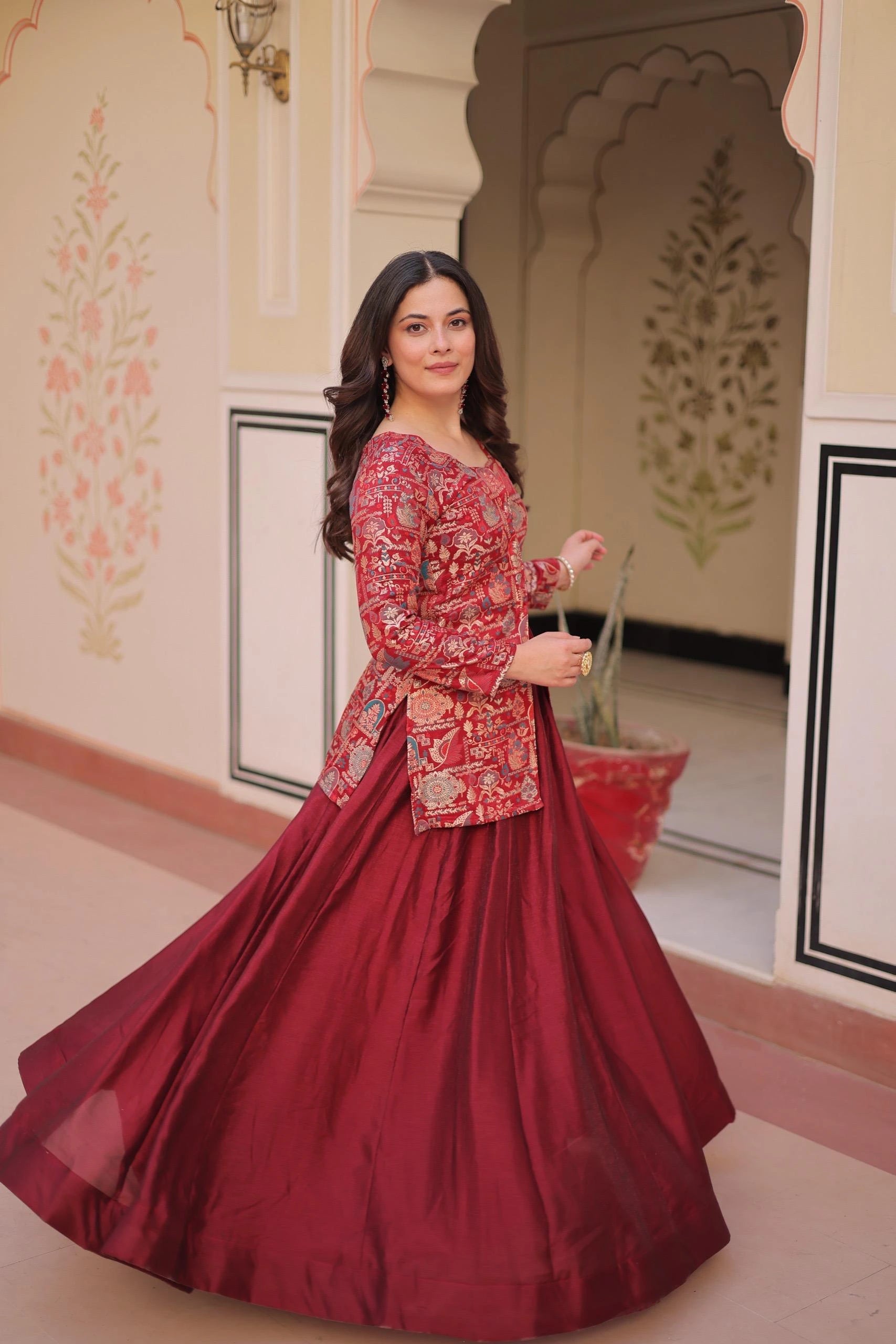 Maroon Vichitra Lehenga