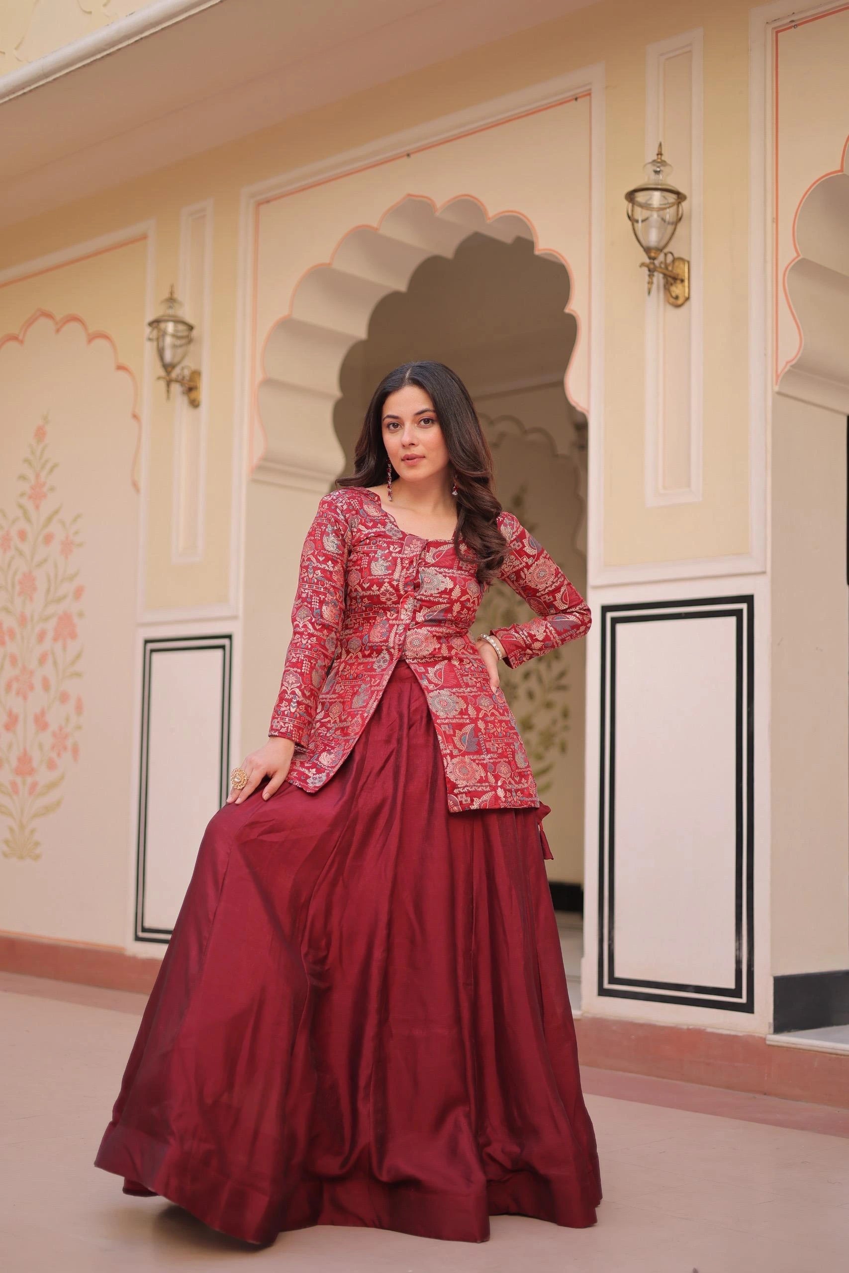 Maroon Vichitra Lehenga