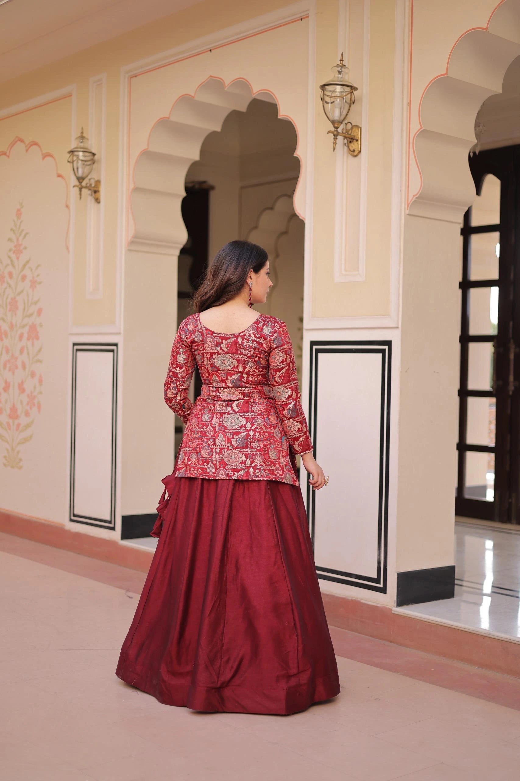 Maroon Vichitra Lehenga