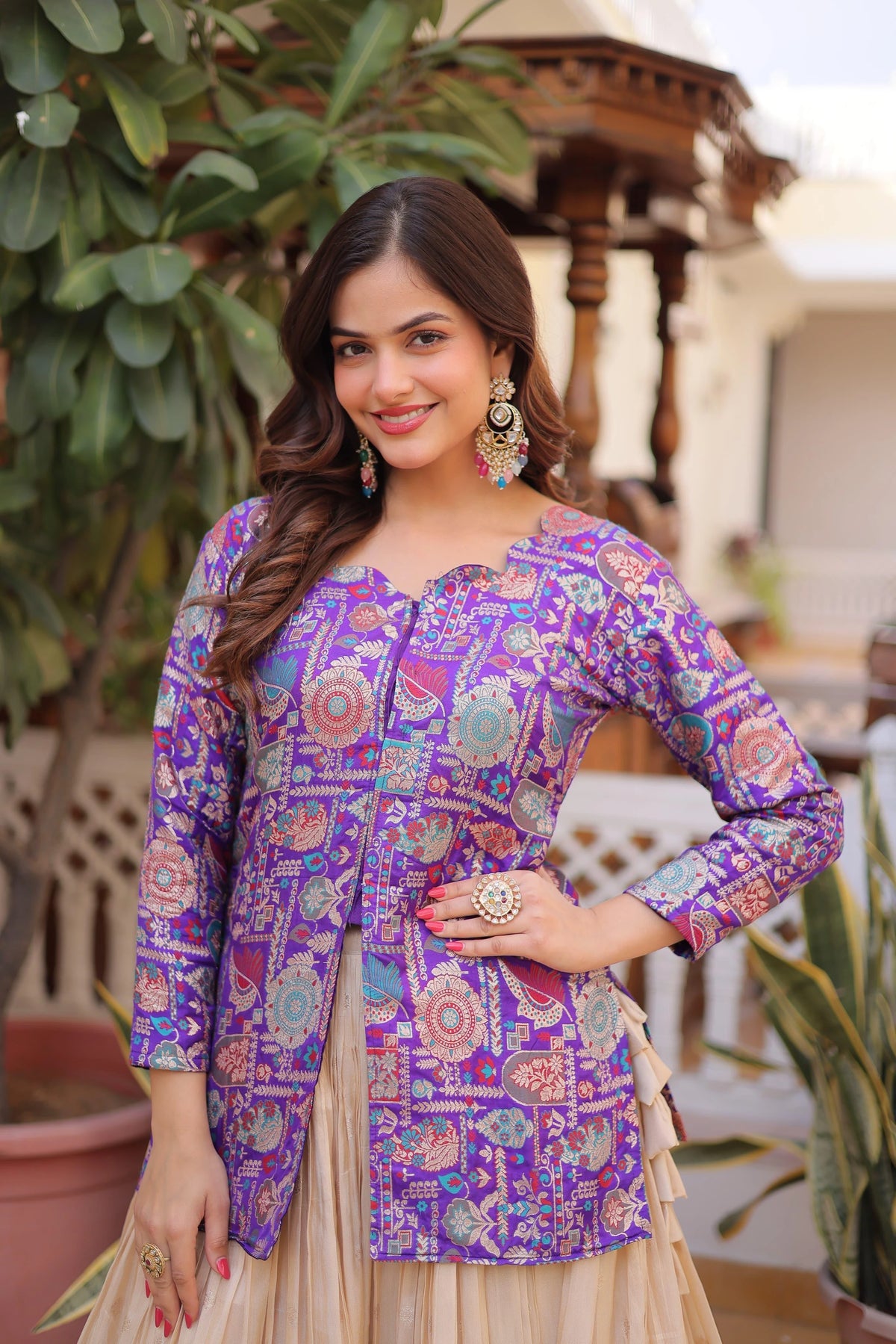Purple Tissue Silk Lehenga