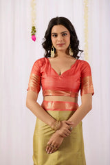 Golden Beige Saree – Zari Border, Party Wear