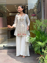 White Roman Silk Coord Set