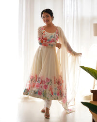 White Soft Organza Silk Suit