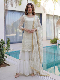 White Faux Georgette Suit